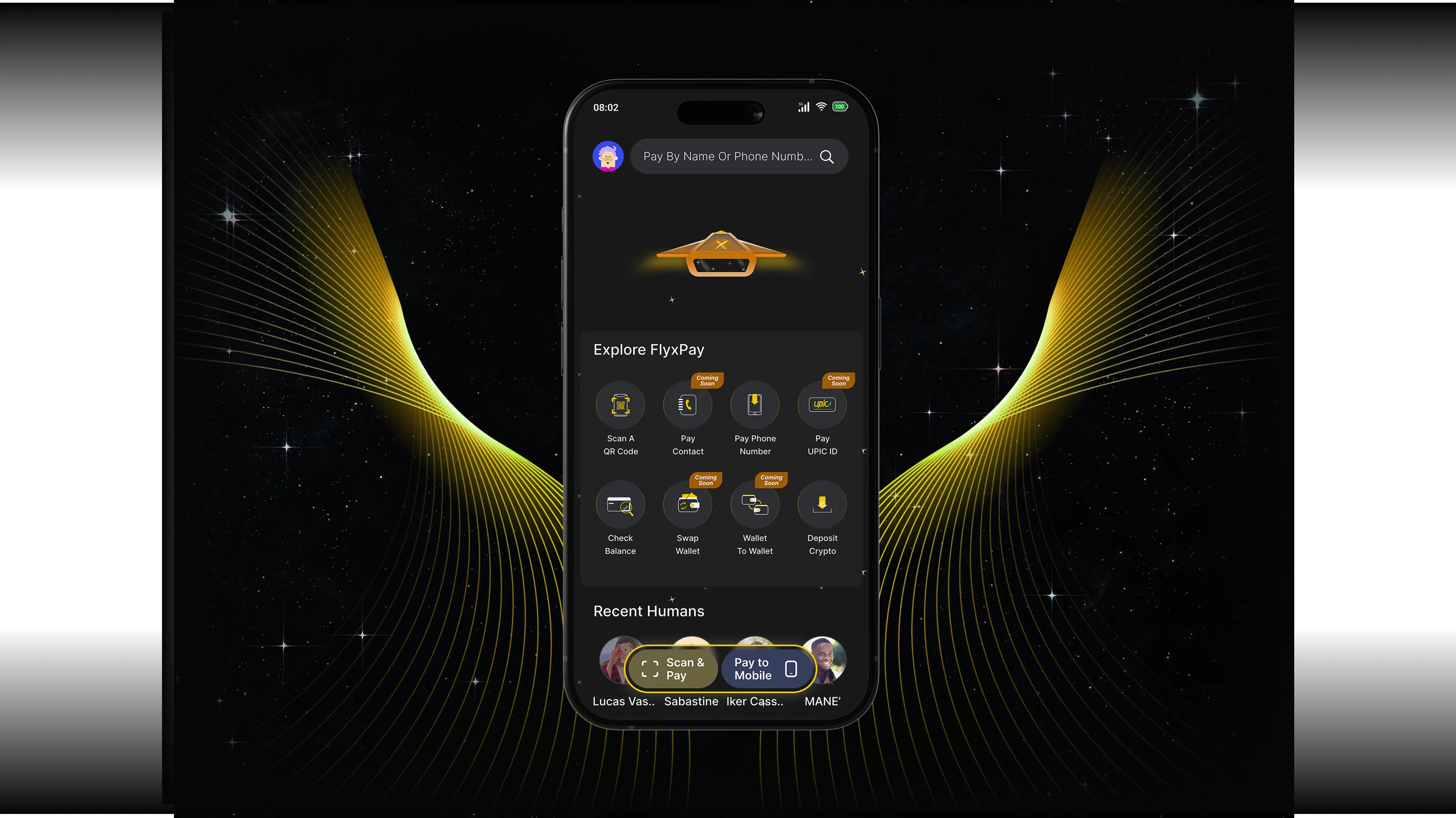 FlyX Mobile App Mockup